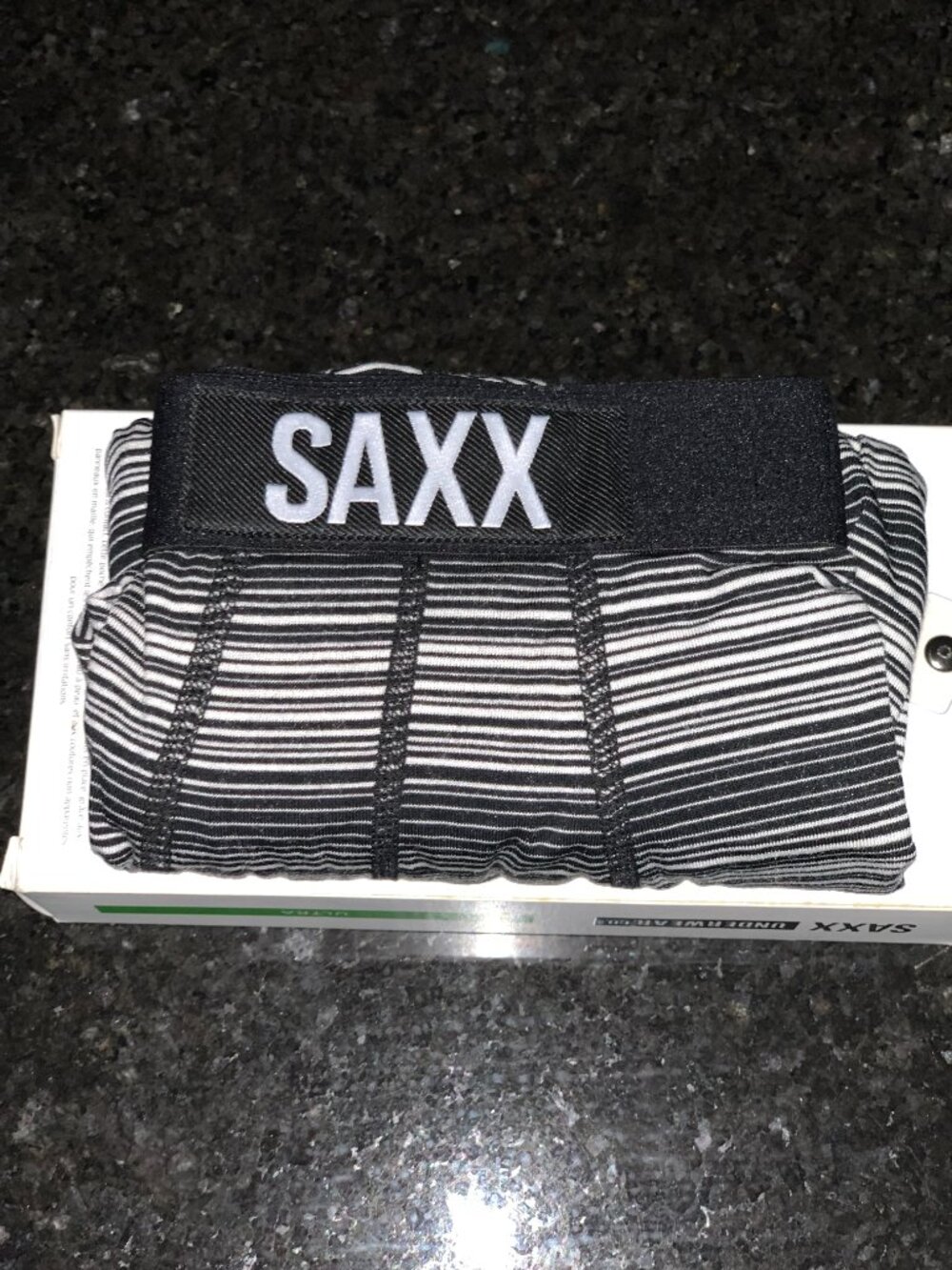 Saxx Ultra Boxer Brief Underwear Mens L Black Striped Soft BallPark Pouch Fly 5" - Picture 5 of 5